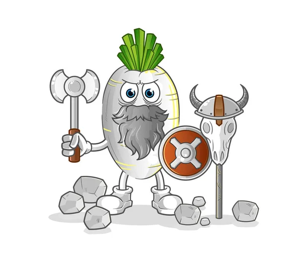 White Radish Viking Illustration Character Vector — Stock Vector