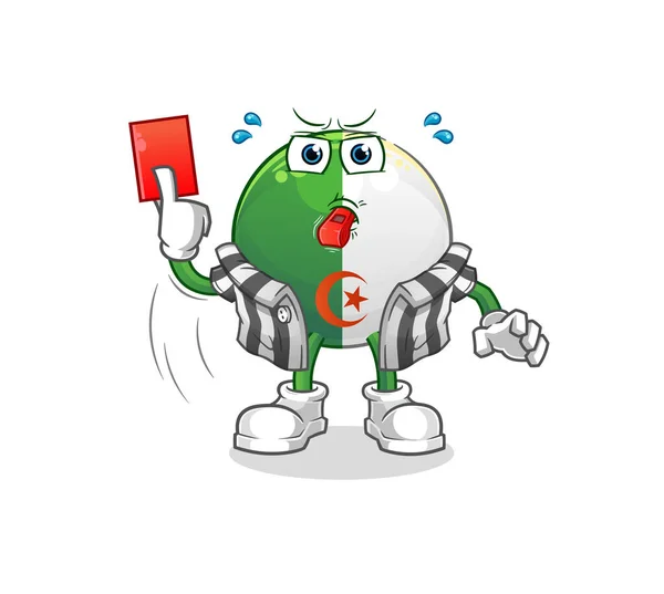 Algerian Flag Referee Red Card Illustration Character Vector — Stock Vector