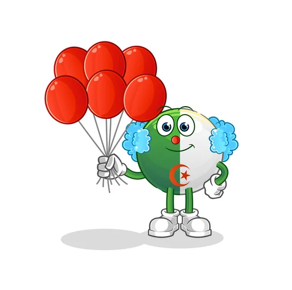 Algerian Flag Clown Balloons Vector Cartoon Character — Stock Vector