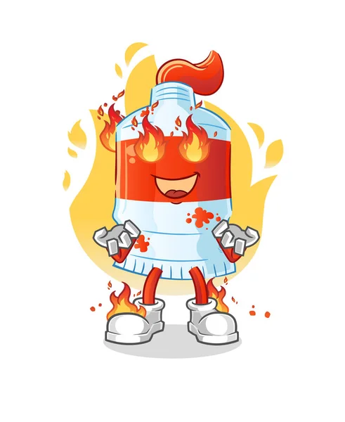 Watercolor Tube Fire Mascot Cartoon Vector — Stock Vector