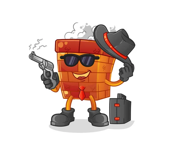 Chimney Mafia Gun Character Cartoon Mascot Vector — Stock Vector