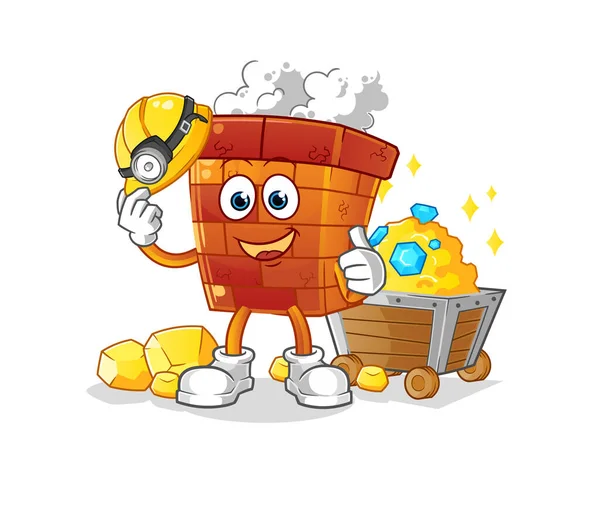 Altın karakterli bir baca madencisi. çizgi film maskotu vektörü