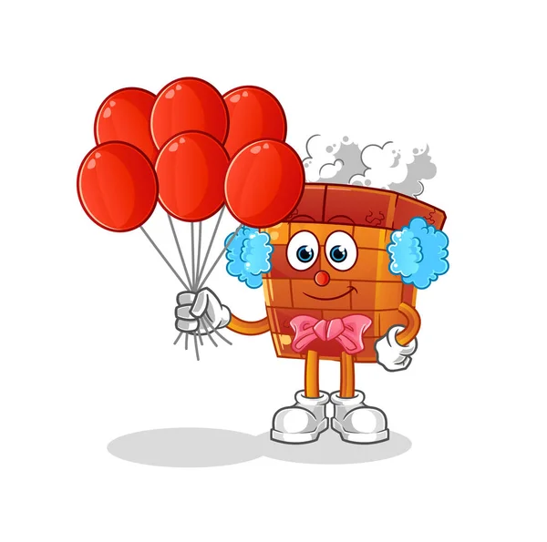 Chimney Clown Balloons Vector Cartoon Character — Stock Vector