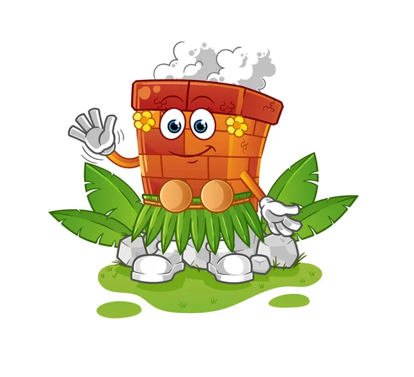 Baca Hawai el sallayan karakteri. çizgi film maskotu vektörü