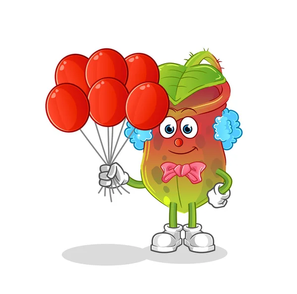 Nepenthes Clown Balloons Vector Cartoon Character — Stock Vector