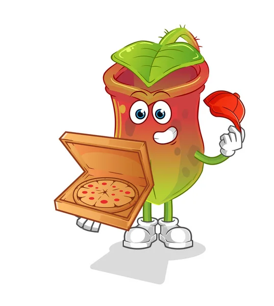 Nepenthes Livreur Pizza Vecteur Garçon Personnage Dessin Animé — Image vectorielle