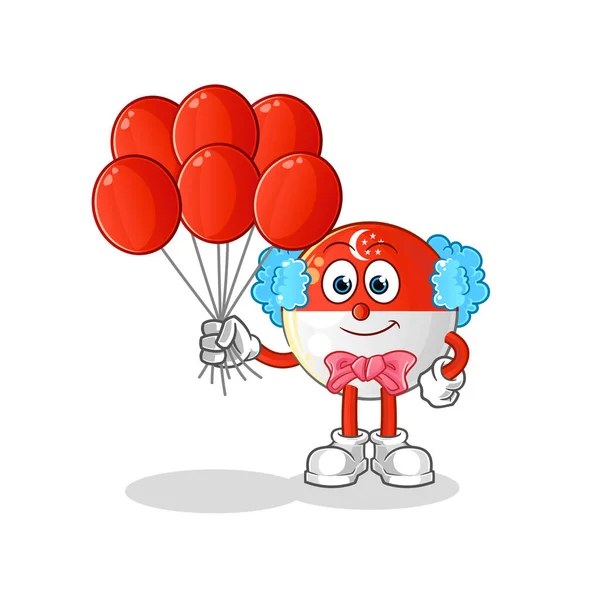 Singapore Flag Clown Balloons Vector Cartoon Character — Stock Vector