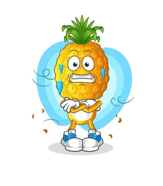 Ananas kafalı karikatür soğuk çizimi. karakter vektörü