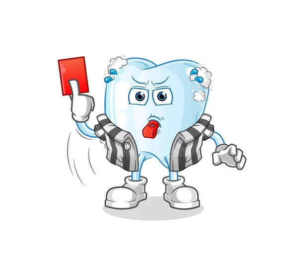 Tooth Foam Referee Red Card Illustration Character Vector — Stock Vector