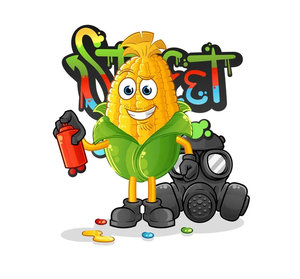 Corn Graffiti Artist Vector Cartoon Character — Stock Vector
