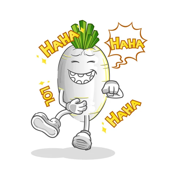 White Radish Laugh Out Loud Character Cartoon Mascot Vector — Stock Vector