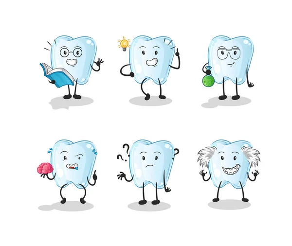 Carácter Del Grupo Pensamiento Dental Vector Mascota Dibujos Animados — Vector de stock