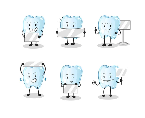 Diente Que Sostiene Carácter Del Grupo Del Tablero Vector Mascota — Archivo Imágenes Vectoriales