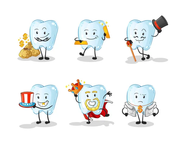 Carácter Rico Dientes Vector Mascota Dibujos Animados — Vector de stock