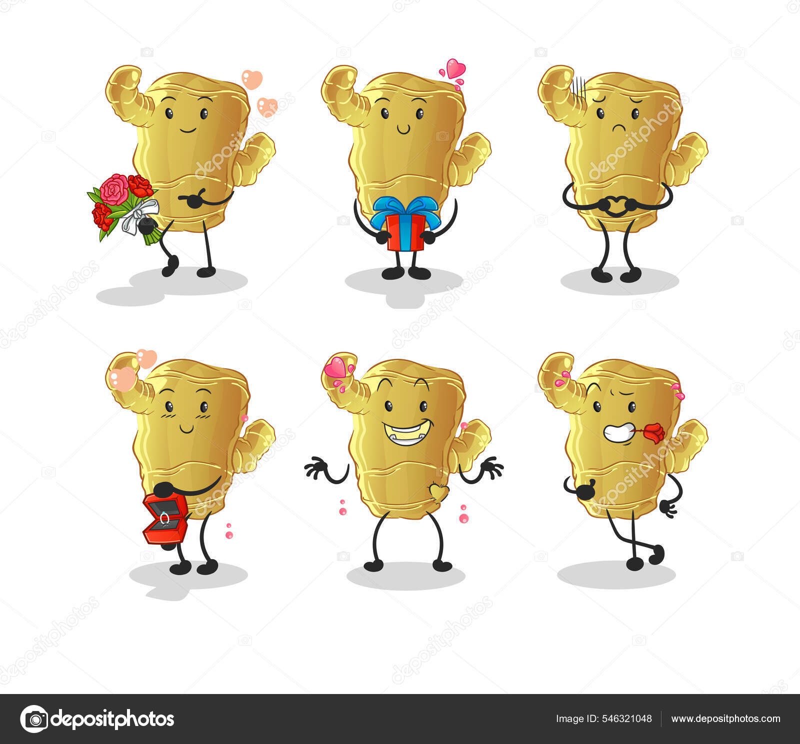 Ginger Love Set Character Cartoon Mascot Vector Stock Vector Image by