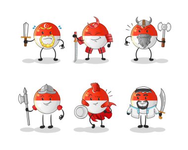 Singapur bayrak savaşçısı grup karakteri. çizgi film maskotu vektörü