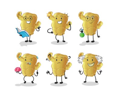 Kızıl düşünceli grup karakteri. çizgi film maskotu vektörü