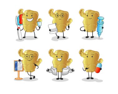 Kızıl doktor grup karakteri. çizgi film maskotu vektörü