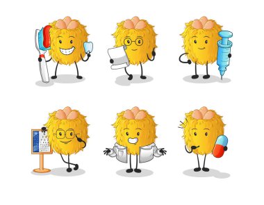 Kuş yuvası doktoru grup karakteri. çizgi film maskotu vektörü