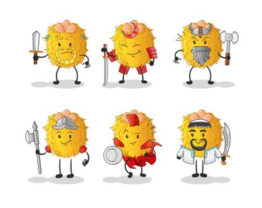 Kuş yuvası savaşçı grup karakteri. çizgi film maskotu vektörü