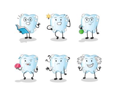 Köpüklü, grup karakterli bir diş. çizgi film maskotu vektörü