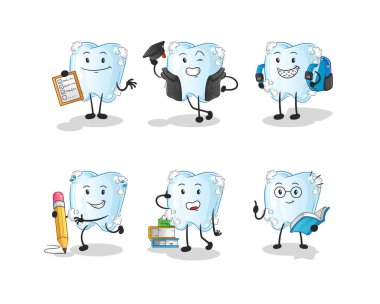 Köpük eğitimli dişler karakter belirler. çizgi film maskotu vektörü