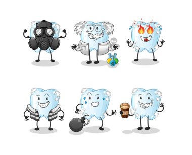 Köpüklü kötü karakter grubu karakteri. çizgi film maskotu vektörü