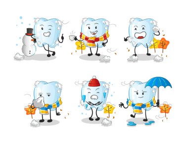 Köpüklü diş soğuk hava karakteri maskotu vektörü