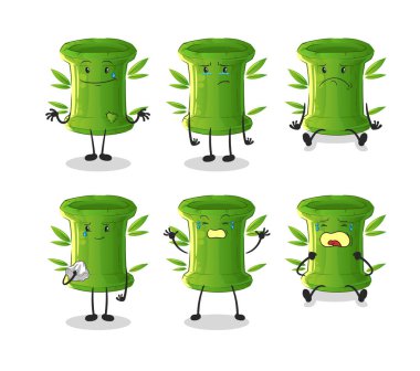 Bambu üzgün grup karakteri. çizgi film maskotu vektörü