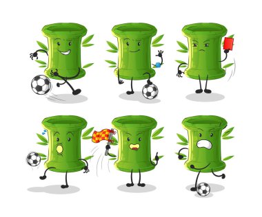 Bambu futbol takımı karakteri. çizgi film maskotu vektörü