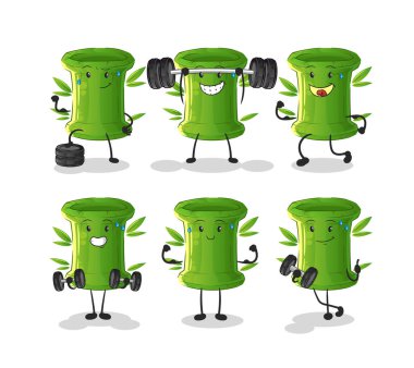 Bambu egzersiz seti karakteri. çizgi film maskotu vektörü