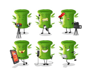 Bambu teknoloji grubu karakteri. çizgi film maskotu vektörü