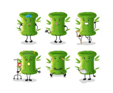 Bambu hastası grup karakteri. çizgi film maskotu vektörü