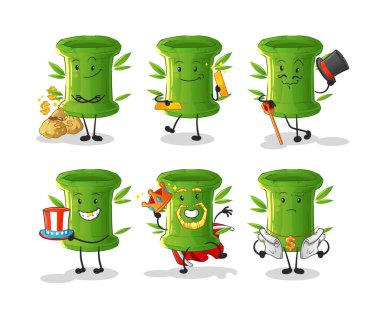 Bambu zengini karakter. çizgi film maskotu vektörü