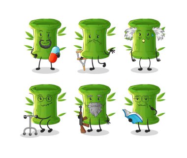 Bambu yaşlı karakter. çizgi film maskotu vektörü