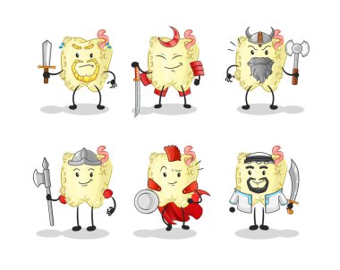 Diş çürüğü savaşçı grup karakteri. çizgi film maskotu vektörü