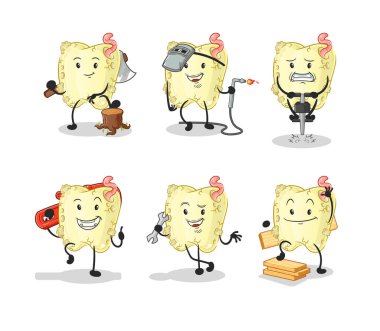 Diş çürüğü çalışanı karakterini belirler. çizgi film maskotu vektörü