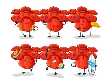 Rafflesia Arnoldii plaj tatili seti karakteri. çizgi film maskotu vektörü