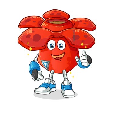 Rafflesia arnoldii robot karakter. çizgi film maskotu vektörü
