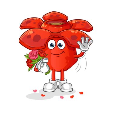 Buket maskotlu Rafflesia arnoldii. çizgi film vektörü