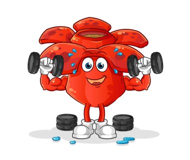 Rafflesia arnoldii ağırlık çalışması illüstrasyonu. karakter vektörü