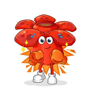 Rafflesia arnoldii boksör karakteri. çizgi film maskotu vektörü