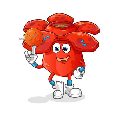 Rafflesia Arnoldii basketbol maskotu olarak oynuyor. çizgi film vektörü