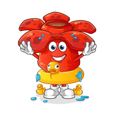 Ördek şamandıralı Rafflesia arnoldii. çizgi film maskotu vektörü