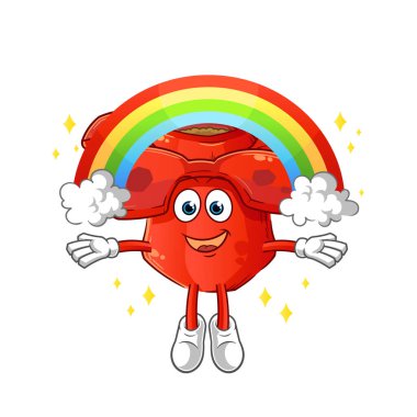 Rafflesia arnoldii ve gökkuşağı. çizgi film vektörü