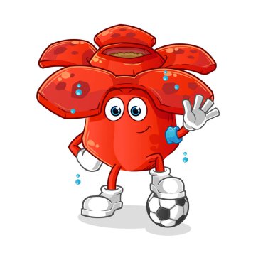Rafflesia Arnoldii futbol illüstrasyonu oynuyor. karakter vektörü