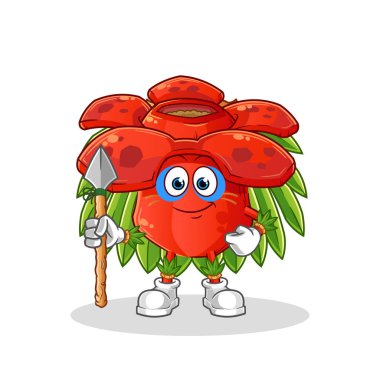 Rafflesia arnoldii kabile maskotu. çizgi film vektörü