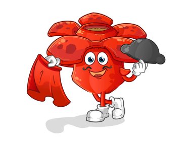 Kırmızı bez resimli Rafflesia arnoldii matador. karakter vektörü