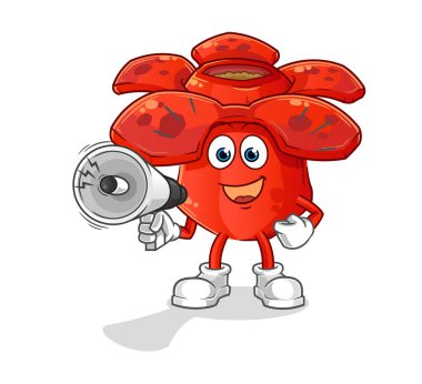 Rafflesia arnoldii hoparlör vektörünü tutuyor. çizgi film karakteri