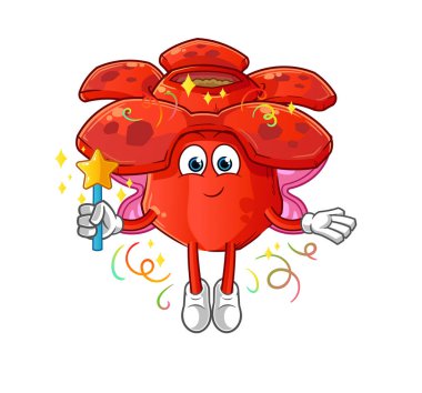 Kanatları ve sopası olan Rafflesia arnoldii perisi. çizgi film maskotu vektörü